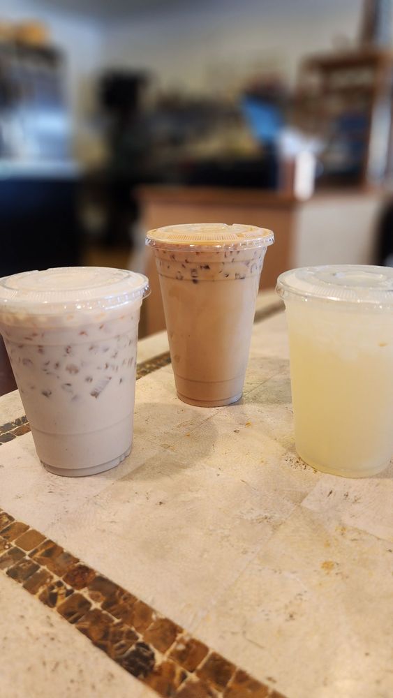 Three iced specialty drinks
