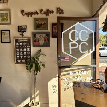 Copper Coffee Pot interior and front door
