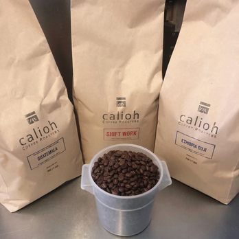 Calioh Coffee Roasters bags and fresh beans